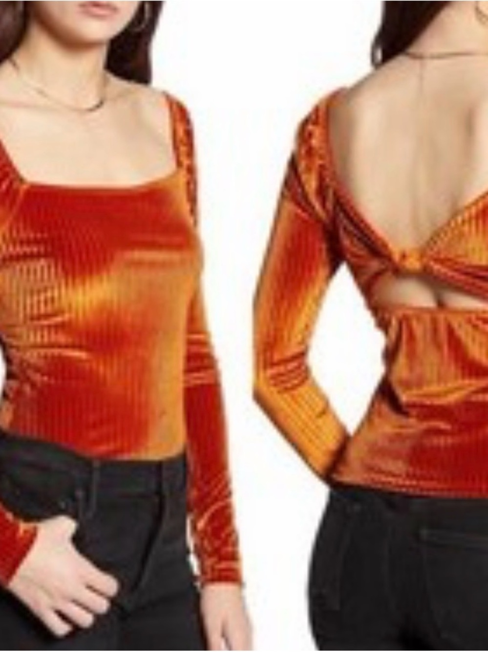 All in Favor ribbed cutout top large Orange/brown
